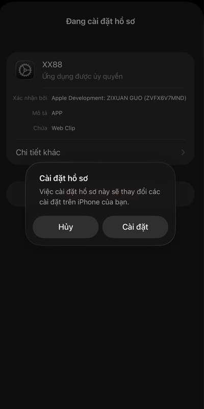 Cài đặt ứng dụng XX88 đã tải về